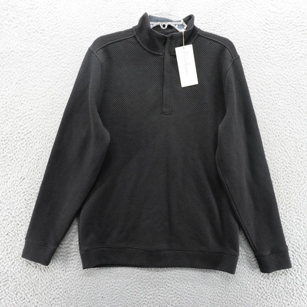 Walter Hagen Mens Clubhouse Midweight 1/4 Zip Black Quilted Pullover Small NEW